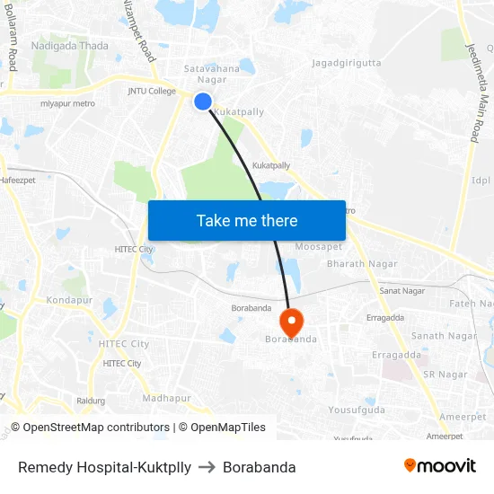 Remedy Hospital-Kuktplly to Borabanda map
