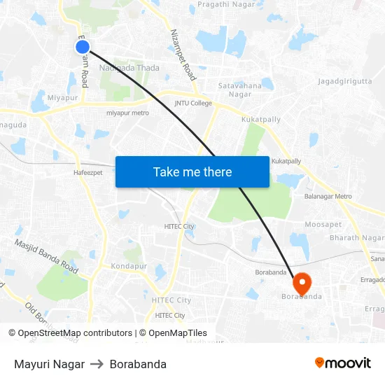 Mayuri Nagar to Borabanda map