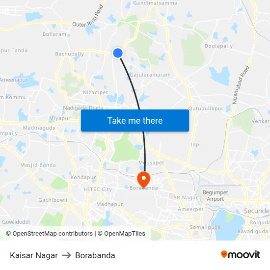 Kaisar Nagar to Borabanda map