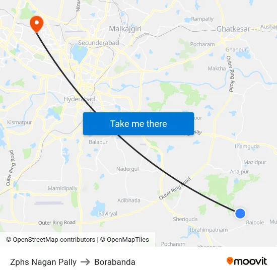 Zphs Nagan Pally to Borabanda map