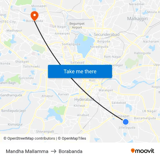 Mandha Mallamma to Borabanda map