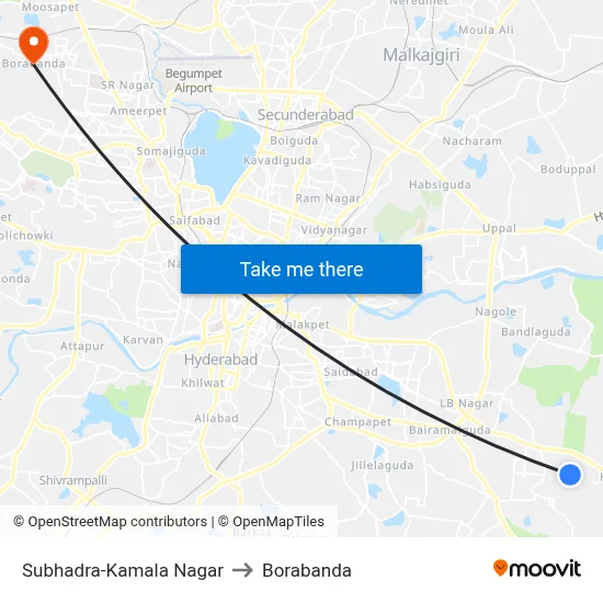 Subhadra-Kamala Nagar to Borabanda map