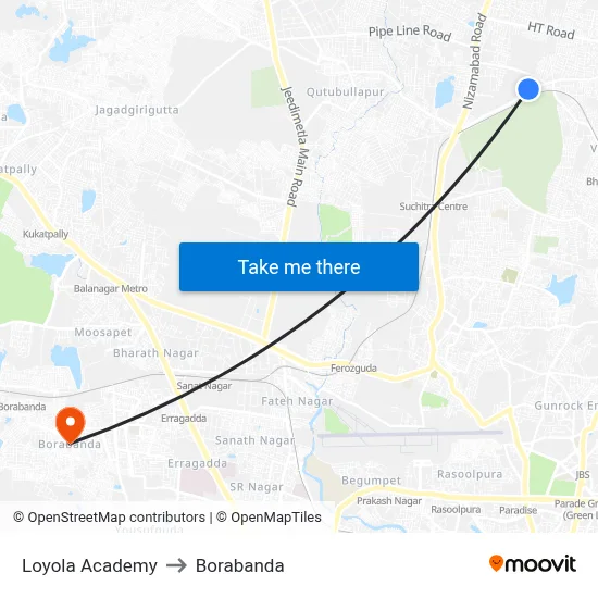 Loyola Academy to Borabanda map