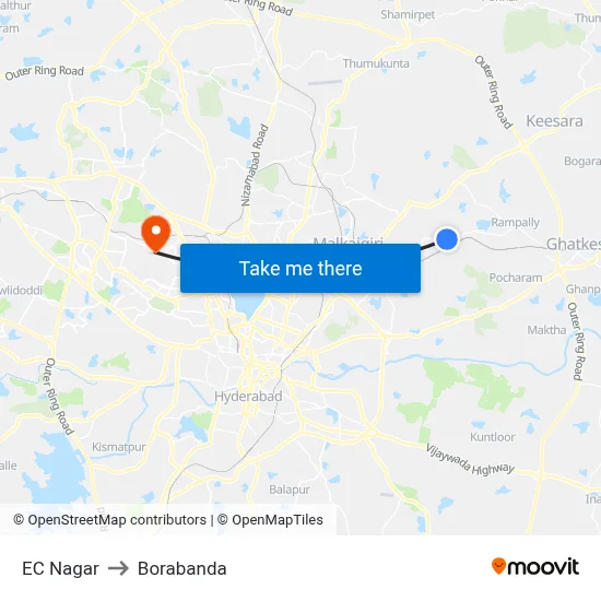 EC Nagar to Borabanda map