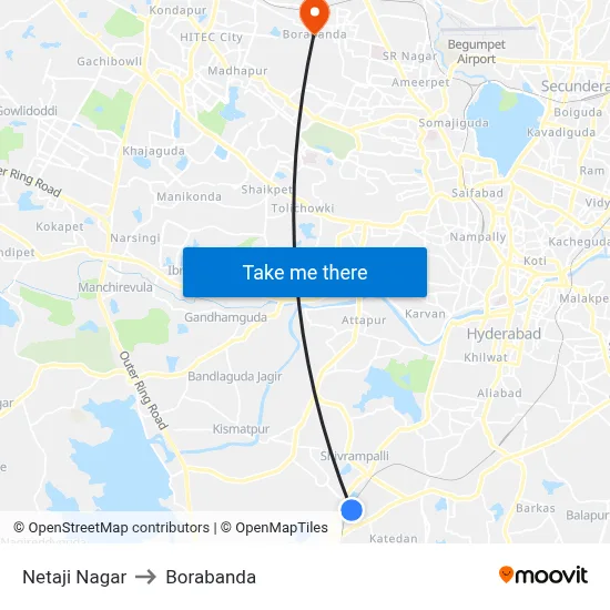 Netaji Nagar to Borabanda map