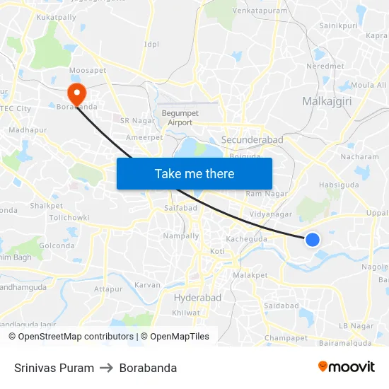 Srinivas Puram to Borabanda map