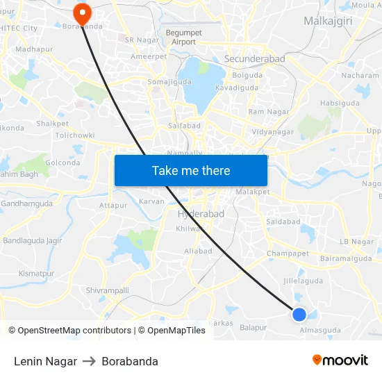 Lenin Nagar to Borabanda map