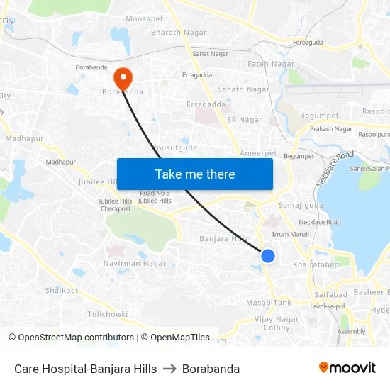 Care Hospital-Banjara Hills to Borabanda map