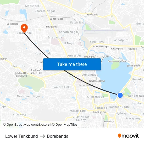 Lower Tankbund to Borabanda map