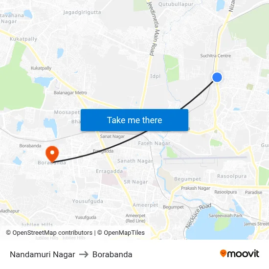 Nandamuri Nagar to Borabanda map