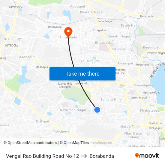 Vengal Rao Building Road No-12 to Borabanda map