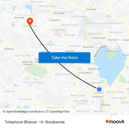 Telephone Bhavan to Borabanda map