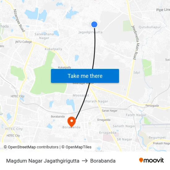 Magdum Nagar Jagathgirigutta to Borabanda map