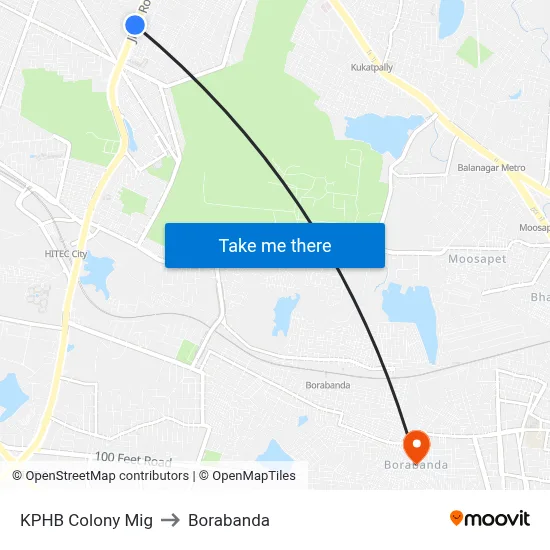 KPHB Colony Mig to Borabanda map