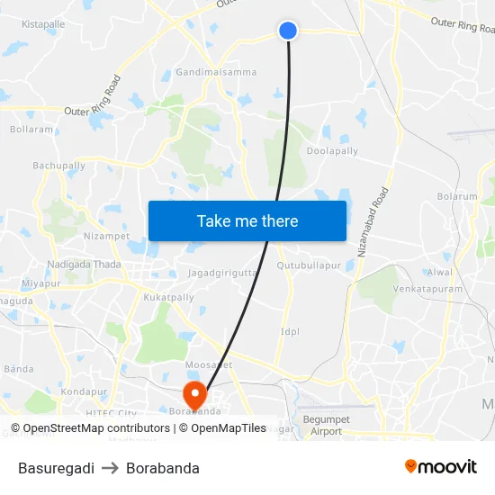 Basuregadi to Borabanda map
