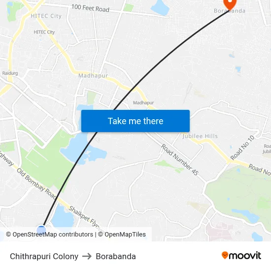 Chithrapuri Colony to Borabanda map