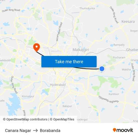 Canara Nagar to Borabanda map