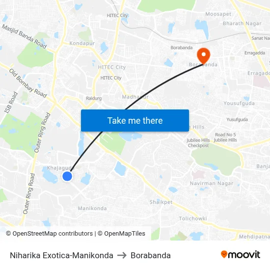 Niharika Exotica-Manikonda to Borabanda map