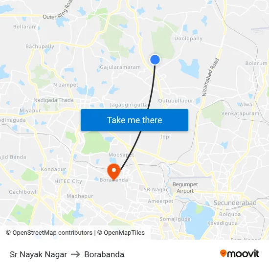 Sr Nayak Nagar to Borabanda map