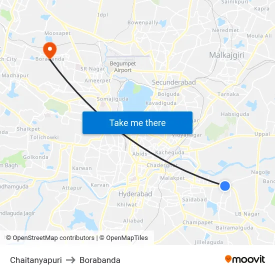 चैतन्यपुरी to बोरबंदा map