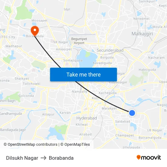 Dilsukh Nagar to Borabanda map
