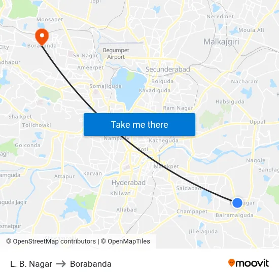 L. B. Nagar to Borabanda map