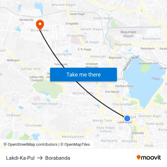 Lakdi-Ka-Pul to Borabanda map
