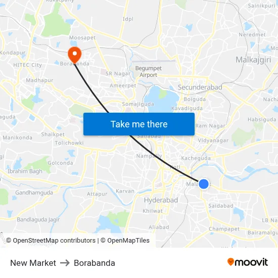 New Market to Borabanda map