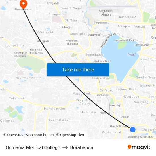 Osmania Medical College to Borabanda map