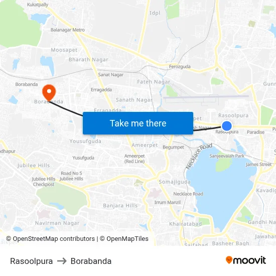 Rasoolpura to Borabanda map