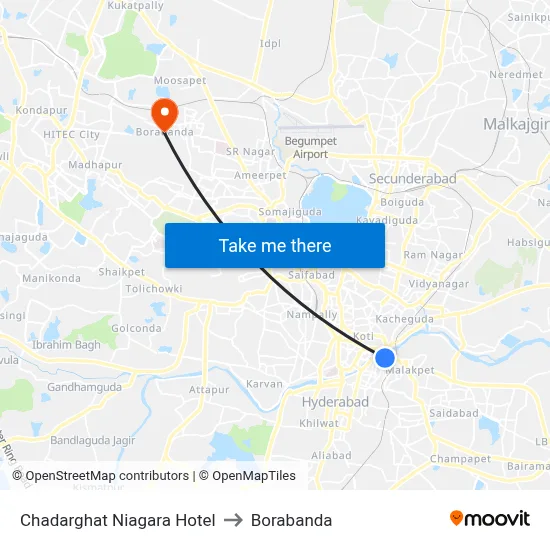Chadarghat Niagara Hotel to Borabanda map