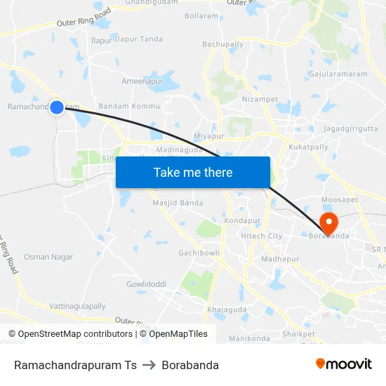 Ramachandrapuram Ts to Borabanda map