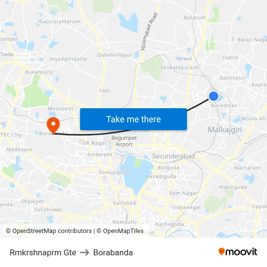 Rmkrshnaprm Gte to Borabanda map