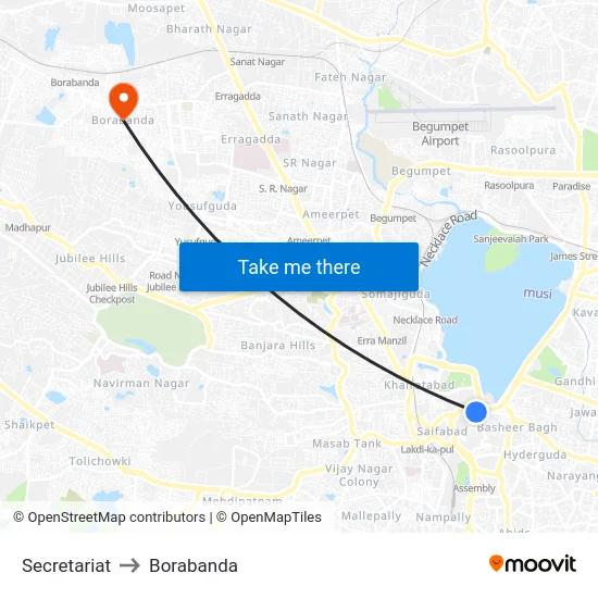 Secretariat to Borabanda map