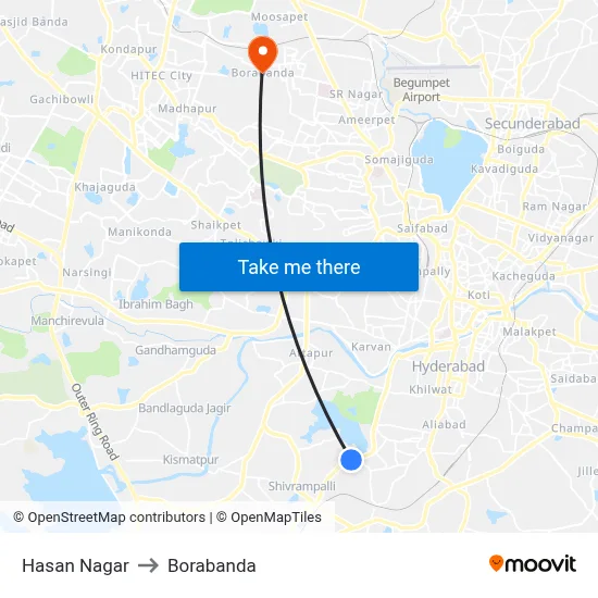 Hasan Nagar to Borabanda map
