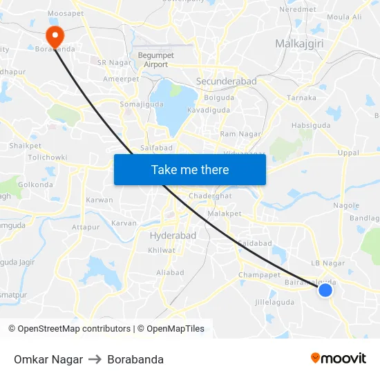 Omkar Nagar to Borabanda map