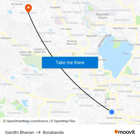 Gandhi Bhavan to Borabanda map