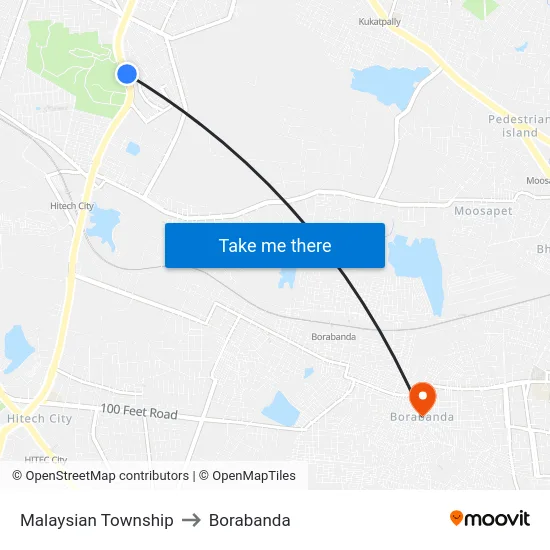 Malaysian Township to Borabanda map