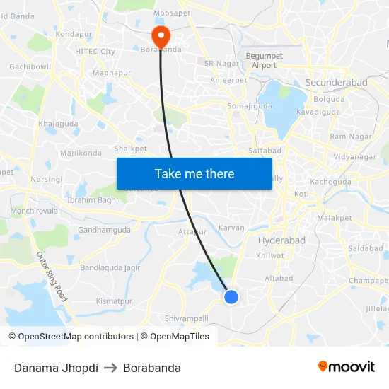 Danama Jhopdi to Borabanda map