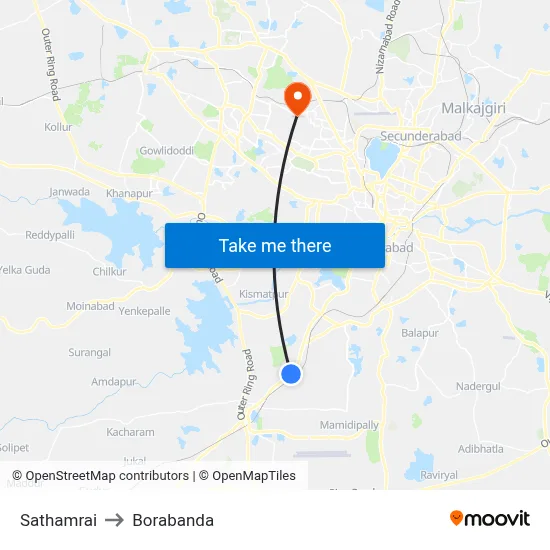 Sathamrai to Borabanda map