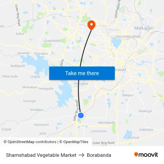 Shamshabad Vegetable Market to Borabanda map