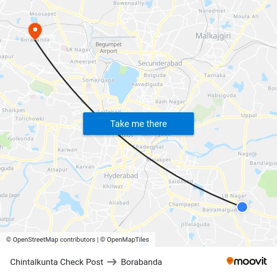 Chintalkunta Check Post to Borabanda map