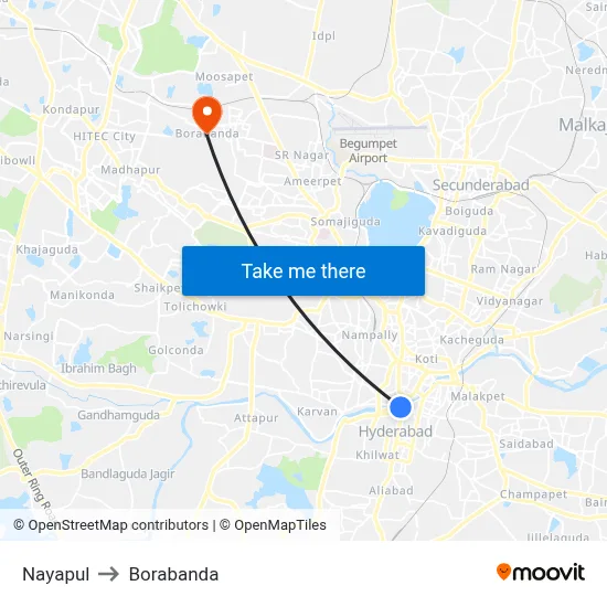 Nayapul to Borabanda map