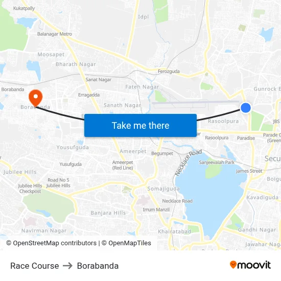 Race Course to Borabanda map