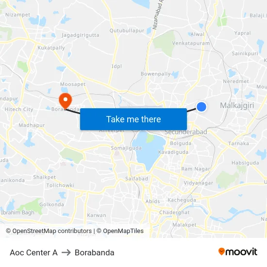 Aoc Center A to Borabanda map