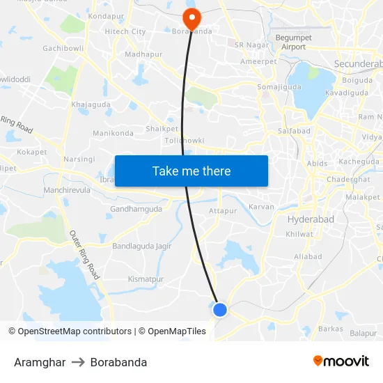 Aramghar to Borabanda map