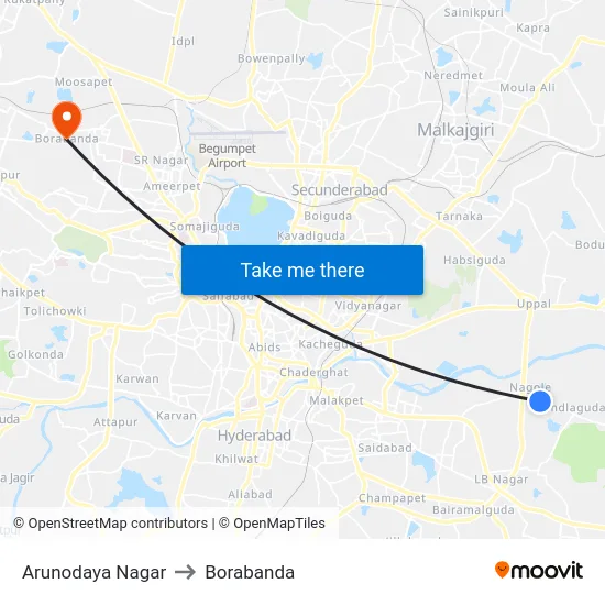 Arunodaya Nagar to Borabanda map