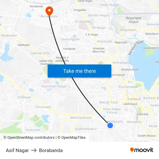 Asif Nagar to Borabanda map
