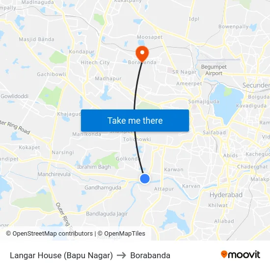 Langar House (Bapu Nagar) to Borabanda map