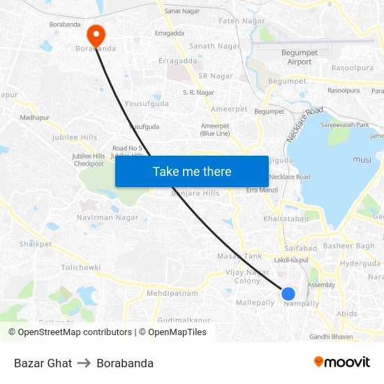 Bazar Ghat to Borabanda map